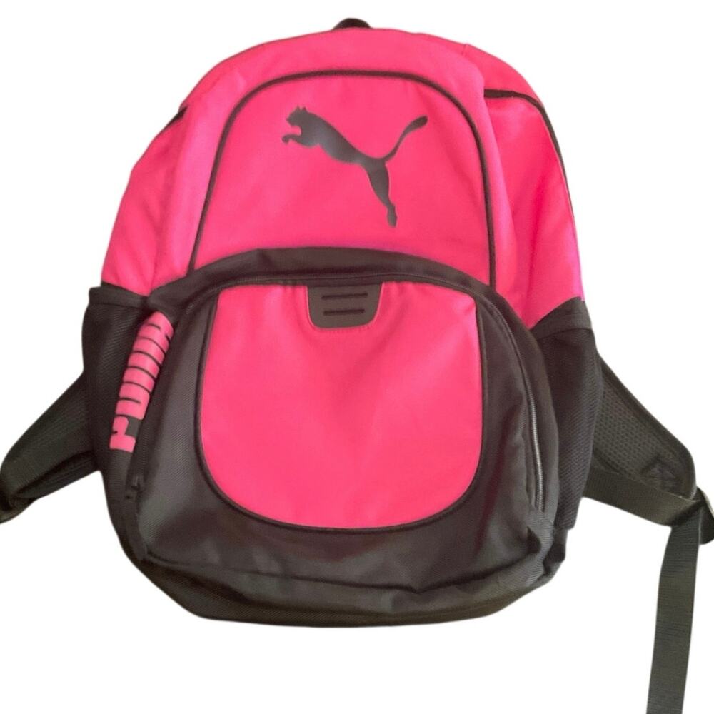 Puma Backpack Hot Pink Black Logo School Gym Travel Bag Large 21”
